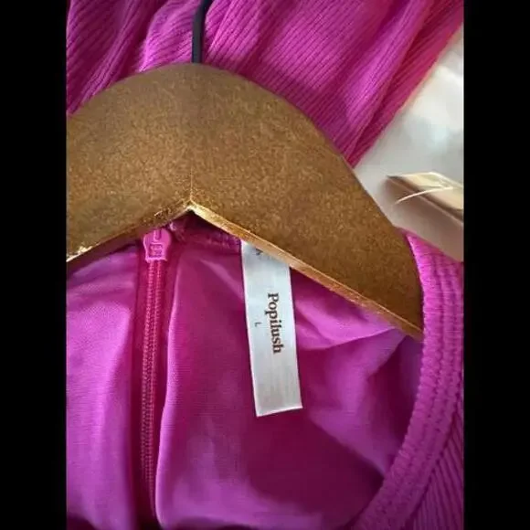 NWT Pink Popilush Shapewear Modal Crew Neck Slimming Maxi Dress, Size Large - Picture 8 of 9